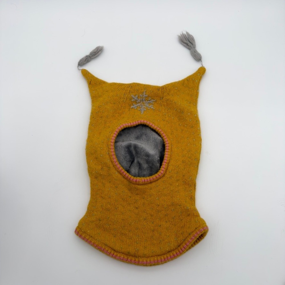 Noa Noa Kids Balaclava Snowflake Fleece Lined Mustard Yellow 3-5Y